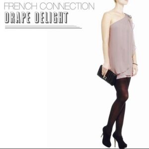 NWT French Connection drape delight dress dusty purple‎ beaded one shoulder Sz 6